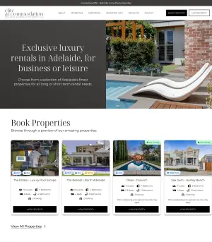 Elite Accommodation home page preview
