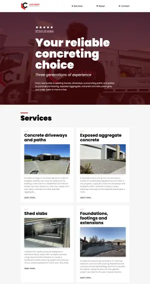 Luciano Concrete home page preview