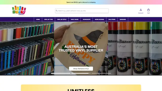 A screenshot of the home page for Sticky Vinyl that Sanico Software created.