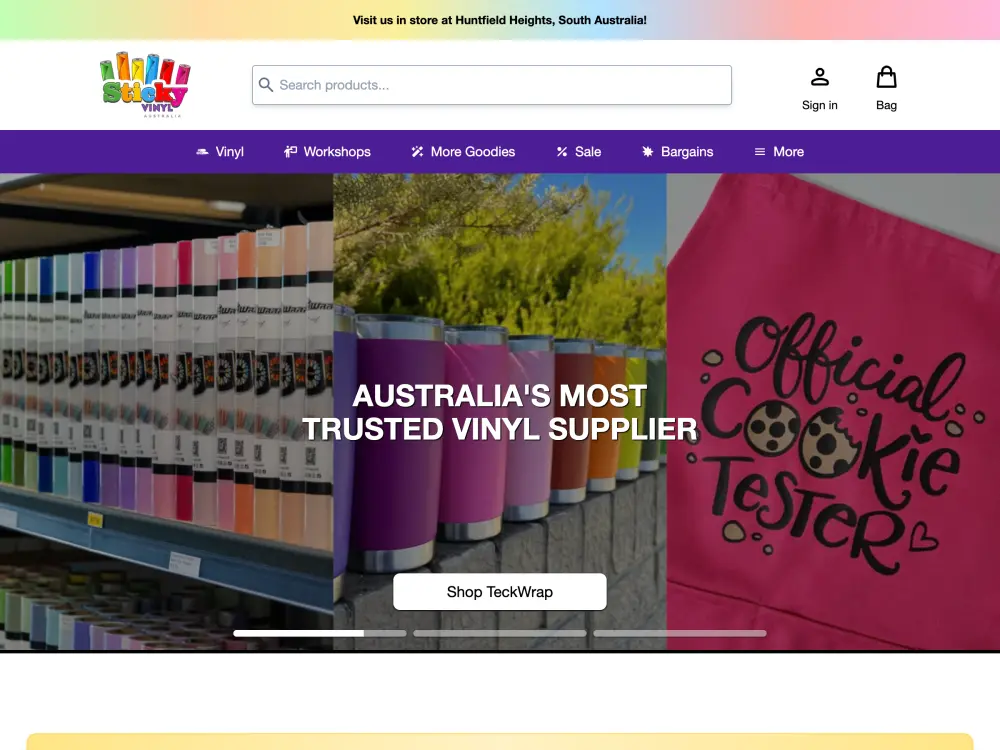 Screenshot of Sticky Vinyl home page