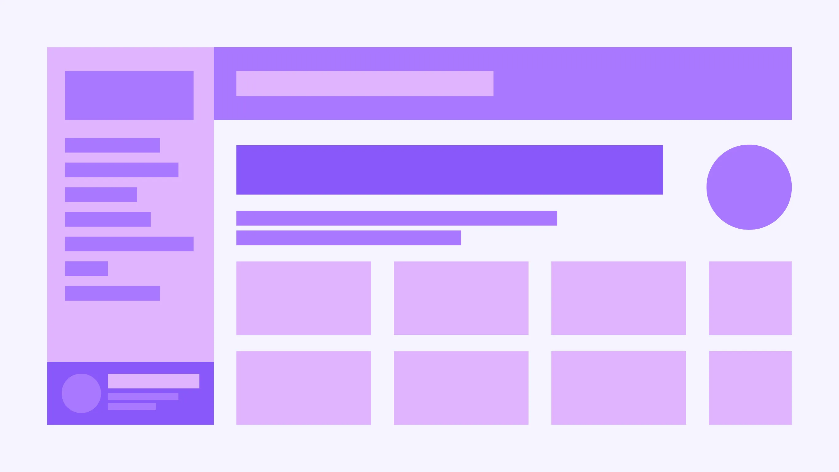 Custom web applications visualisation with placeholder layout and boxes.