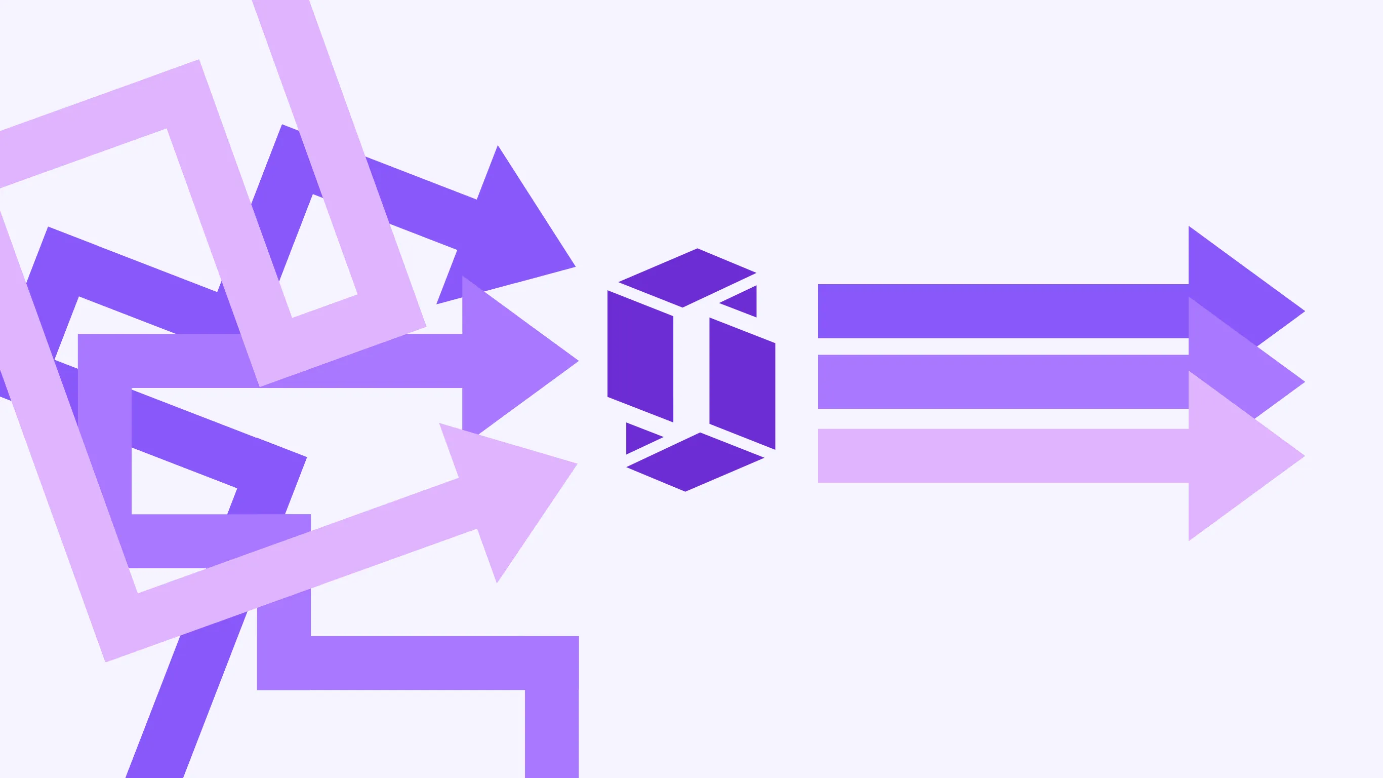 Internal automation tools visualisation with jumbled arrows coming into the Sanico logo and neat straight arrows coming out of the Sanico logo.