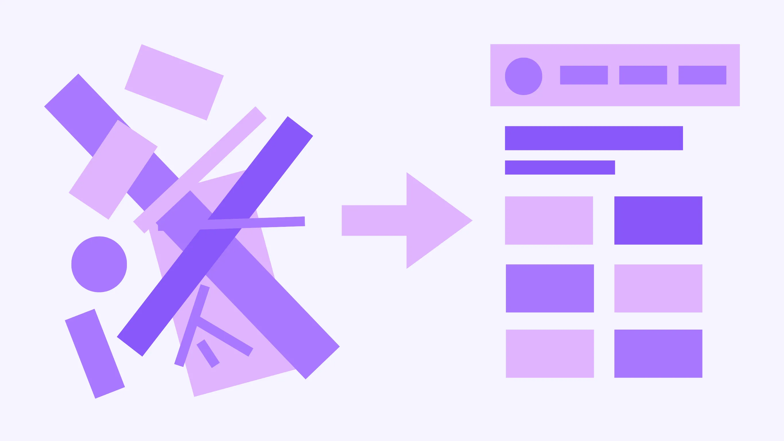 Website redesigns and migrations visualisation with placeholder layout and boxes.