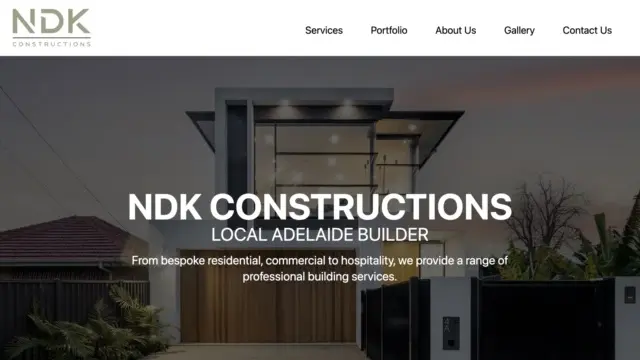 Preview of NDK Constructions website hero banner