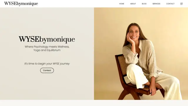 A screenshot of the home page for WYSEbymonique that Sanico Software created.