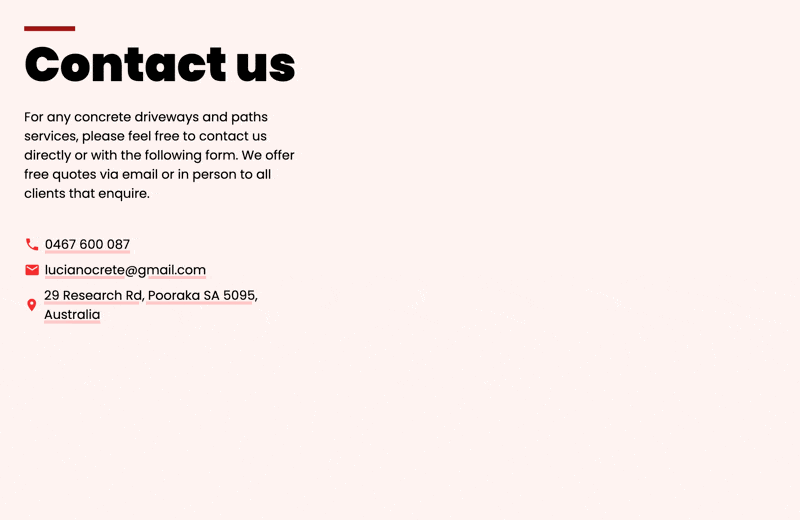 Contact form animation: Sliding in from the right