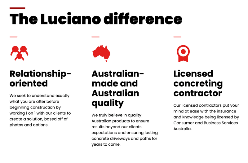Differences section animation: Sliding in from the bottom