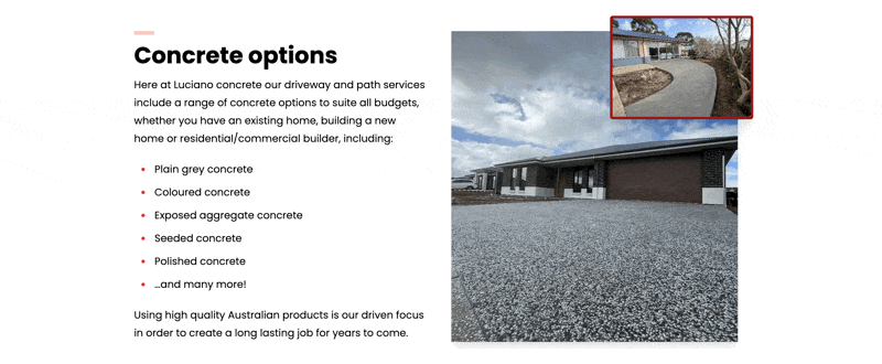 Images in content section animation: Sliding in from the right